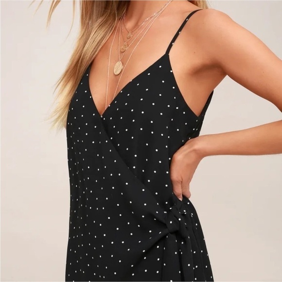 Lulus Dots Going On? Black Polka Dot Wrap Dress - Picture 7 of 9